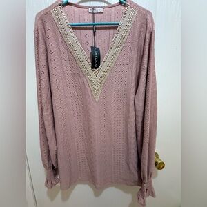 IN'VOLAND Mauve Dress with Gold Crochet Trim